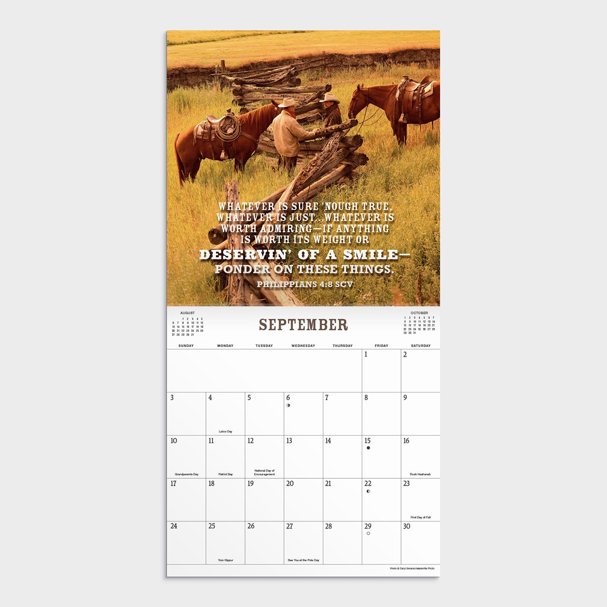 2023 Wall Calendar Cowboy Bible Verses Koorong