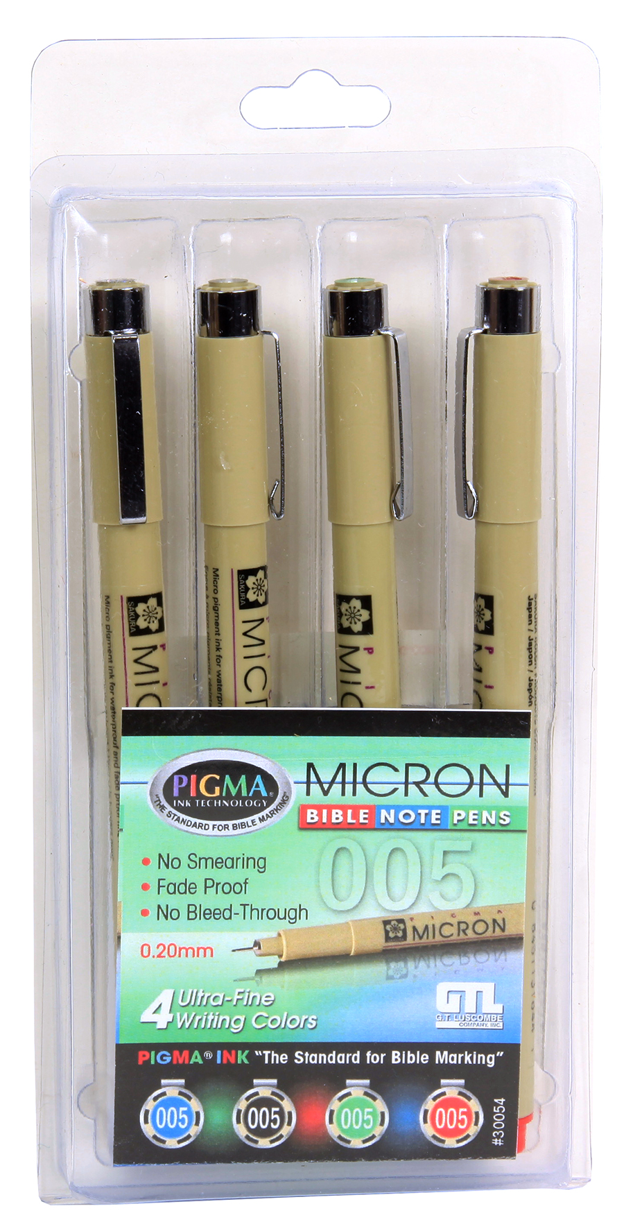 Pigma Micron Set of 4 Bible Note Pens:005 Ultra Fine, Black Red Blue ...