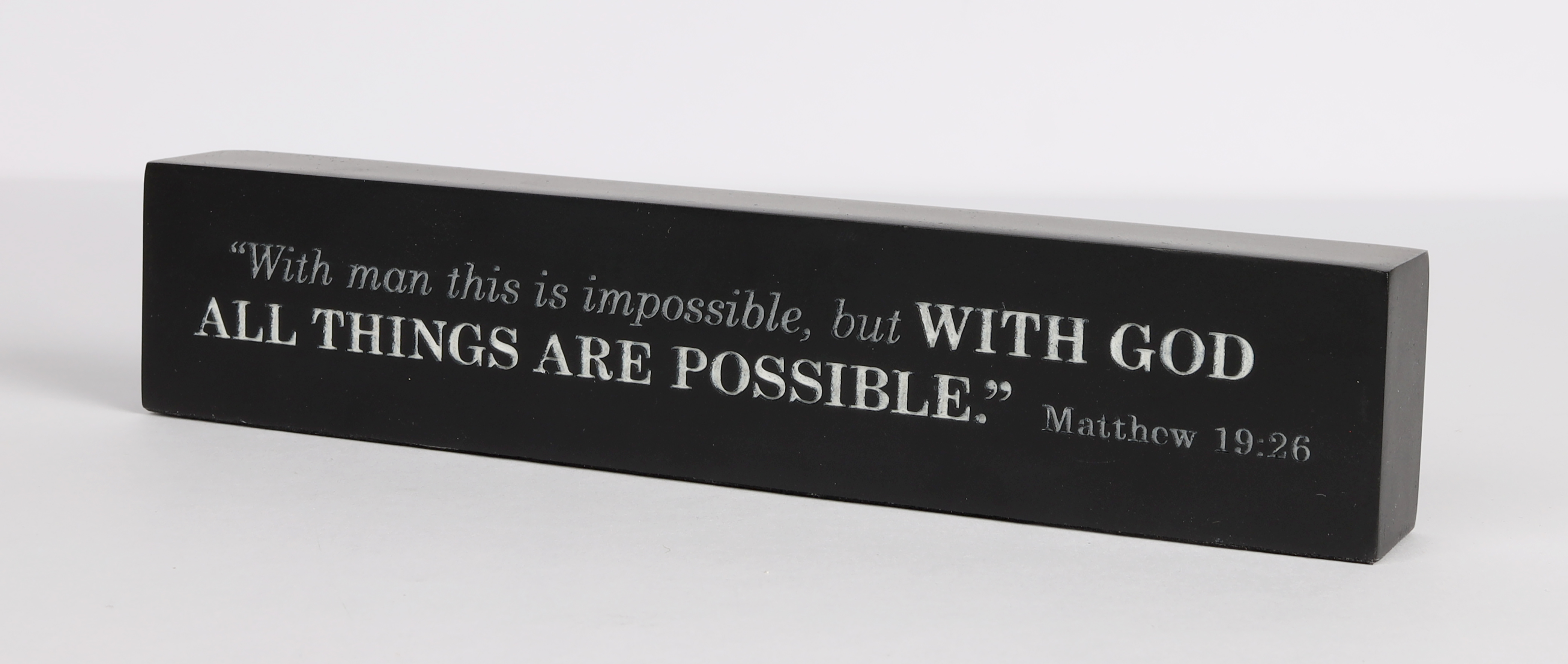 Scripture Bar: With God, Navy, Cast Stone (Matt 19:26) | Koorong