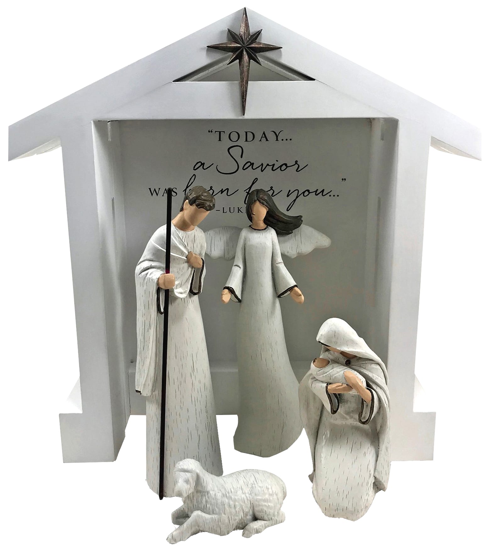Holy Family Nativity, 5 Pieces Tallest Figure is 184 Mm High, Creche