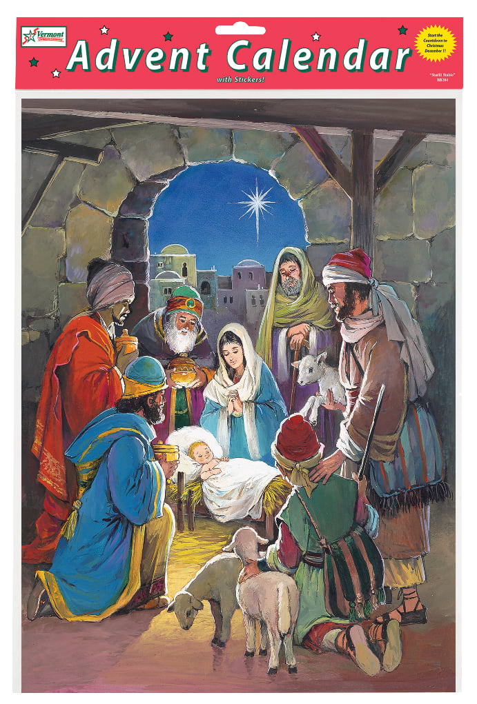 Advent Calendar Savior's Light Manger Scene, Glitter, Bible Text on
