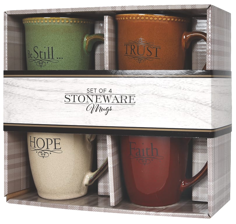 Faith, Hope, Trust & Be Still Stoneware Mug Set