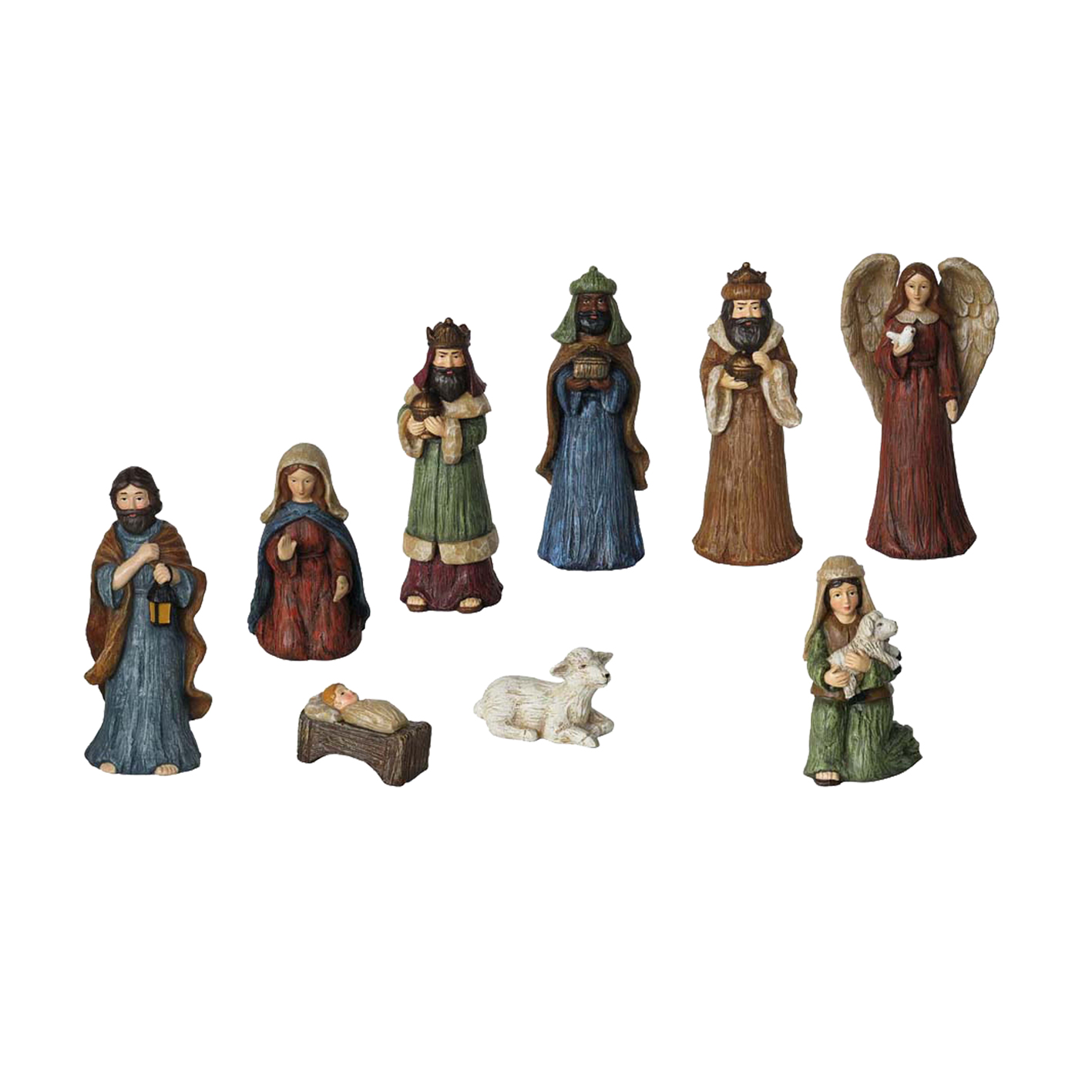 Resin Coloured Wood Look Nativity Decor Set 9 Koorong