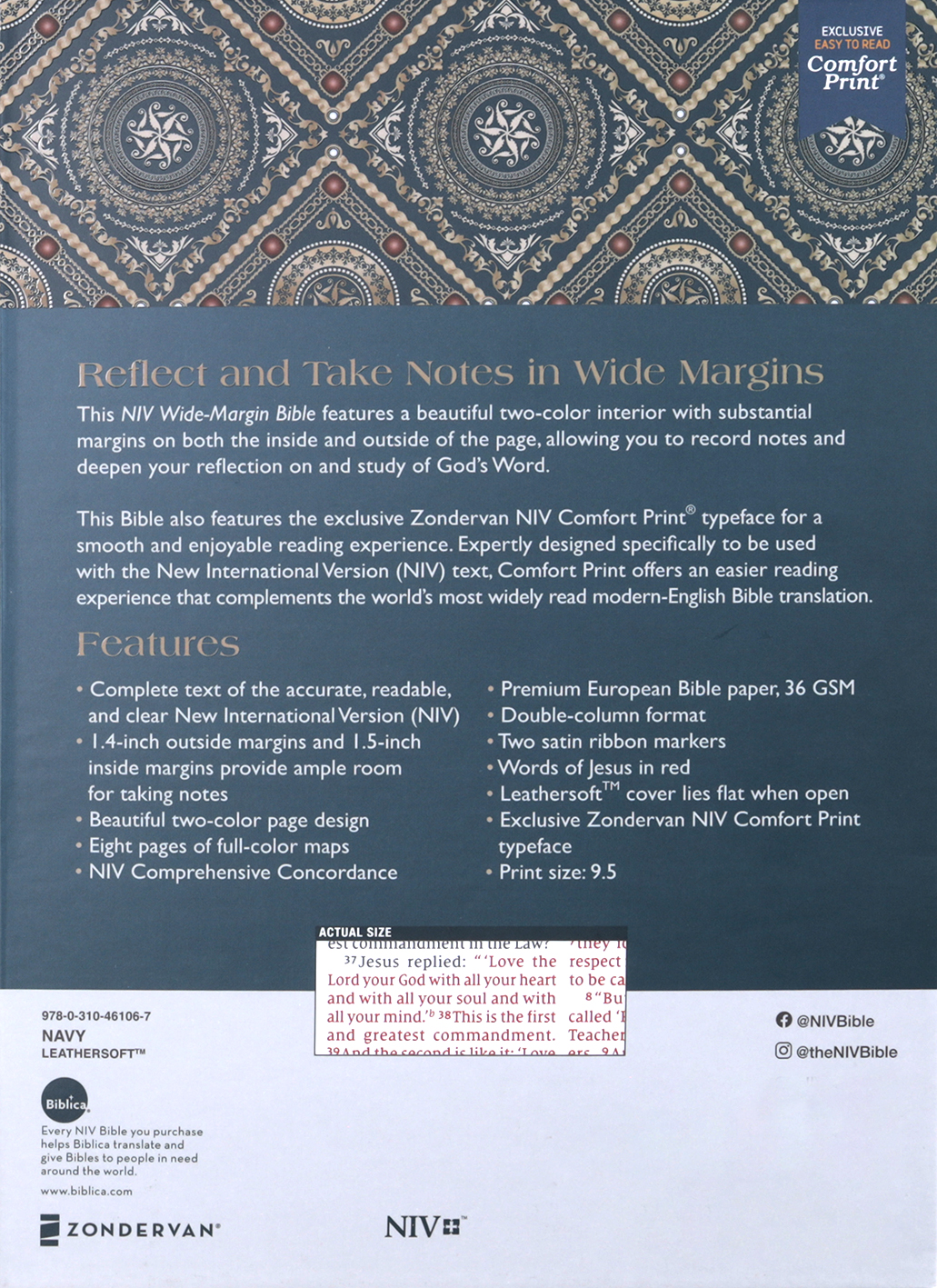 NIV Wide Margin Bible Navy (Red Letter Edition) | Koorong