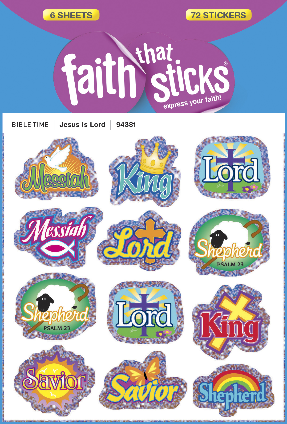 Jesus is Lord (6 Sheets, 72 Stickers) (Stickers Faith That Sticks ...