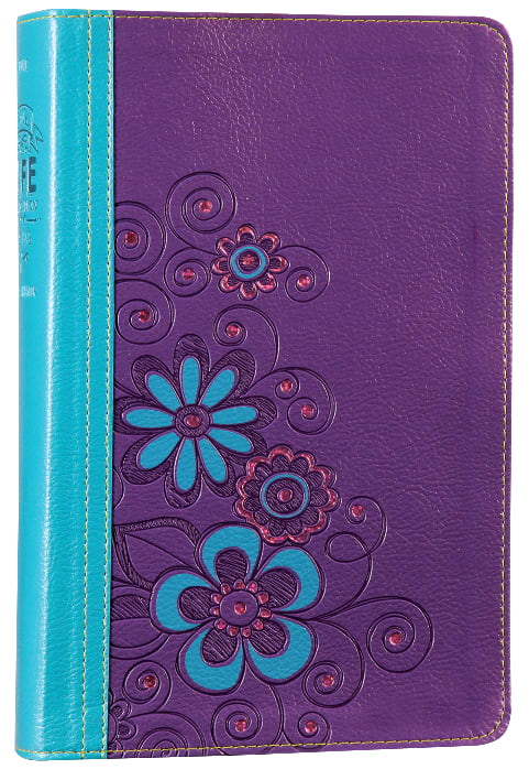 NLT Girls Life Application Study Bible Blue/Purple Flower (Black Letter ...