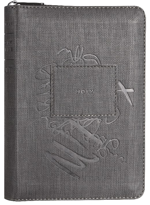 NLT Compact Zipper Bible Filament Enabled Edition Charcoal