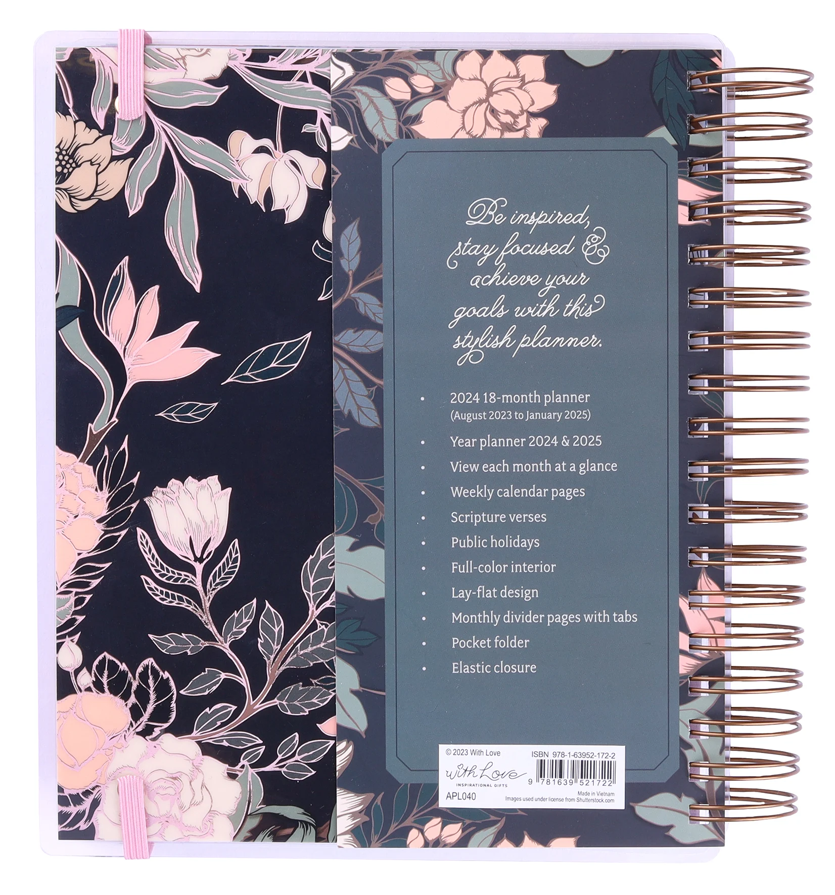 2024 18-Month Diary/Planner: Shine Your Light, Laminated Cover, Elastic ...