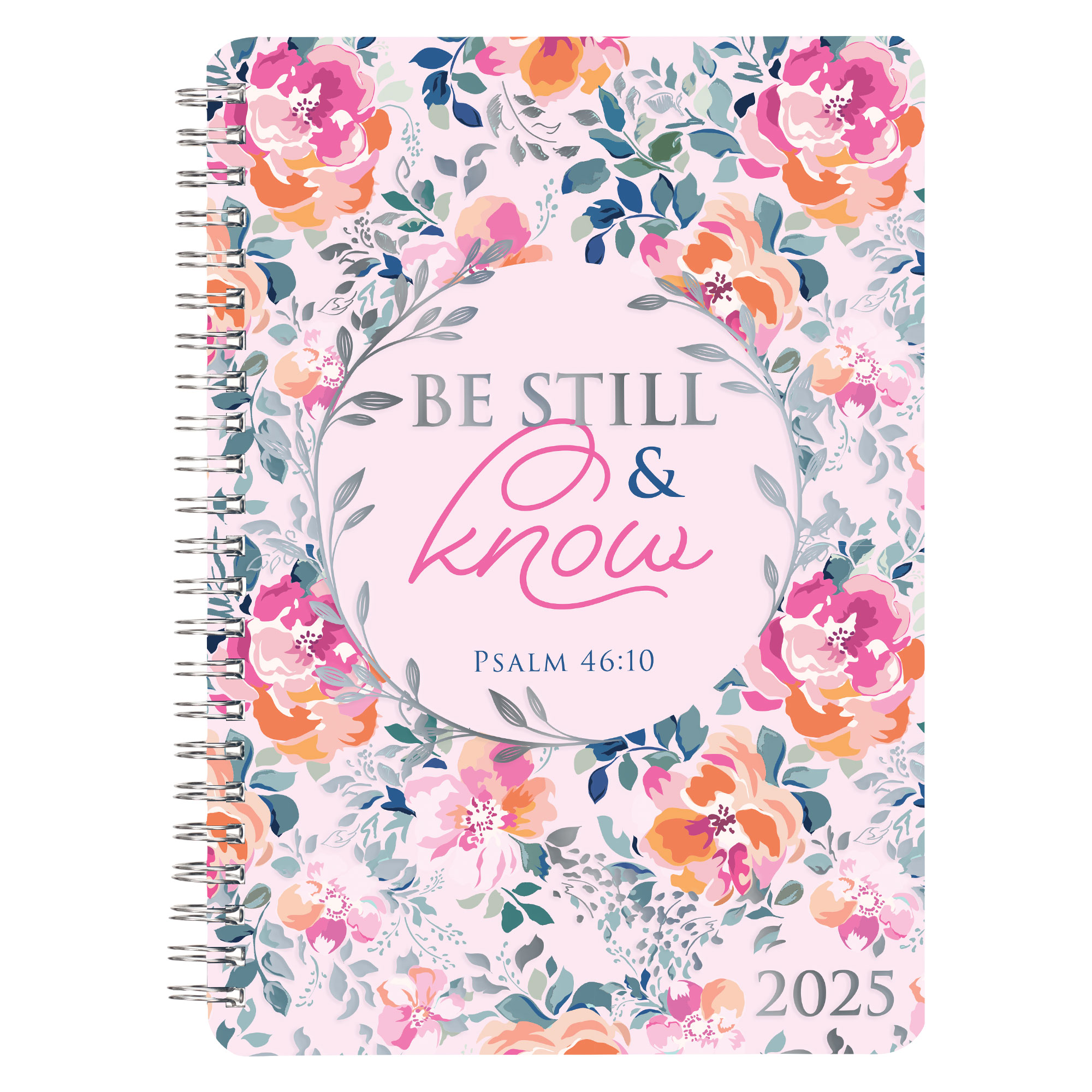 2025 Daily Diary/Planner Be Still and Know, Pink Floral Koorong