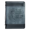 Bible Cover Medium Classic, Be Strong & Courageous, Grey/Black Luxleather (Joshua 1: 9) Bible Cover - Thumbnail 0