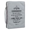 Bible Cover Poly Canvas Medium: Be Strong & Courageous, Dirty Gray, Carry Handle Bible Cover - Thumbnail 3