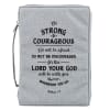 Bible Cover Poly Canvas Medium: Be Strong & Courageous, Dirty Gray, Carry Handle Bible Cover - Thumbnail 0