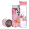 Water Bottle Clear Glass: Strength & Dignity, Pink Flowers (Proverbs 31:25) Homeware - Thumbnail 2