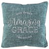 Square Pillow: Amazing Grace, How Sweet the Sound, Turquoise/White Linen Soft Goods - Thumbnail 0