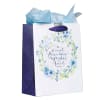 Gift Bag, Medium Blue Flowers and Bird, Includes Tissue and Gift Tag (Proverbs 27: 9) (Sweet Friendship Collection) Stationery - Thumbnail 1