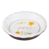 Ceramic Pie Plate- Be Grateful, White With Scalloped Edge and Flowers (Grateful Collection) Homeware - Thumbnail 1