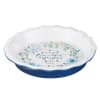 Ceramic Pie Plate Blue Outer, White Inner With Blue Flowers and Bird, Scalloped Edge (Proverbs 27: 9) (Sweet Friendship Collection) Homeware - Thumbnail 1
