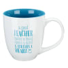 Ceramic Mug: A Good Teacher, White/Blue Inside (414ml) Homeware - Thumbnail 0