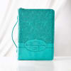 Bible Cover Everlasting Love Jer. 31: 3 Large Turquoise Fashion Trendy Luxleather Bible Cover - Thumbnail 4