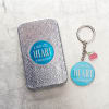 Metal Keyring in Tin: Blue, Apple, Let All That You Do Be Done in Love Novelty - Thumbnail 3