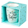 Ceramic Sparkle Mug: Let Your Light Shine...Light Blue/Floral Wreath (325ml) Homeware - Thumbnail 1