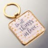 Metal Keyring: Do All Things in Love... (Pink/white Stripes & Hearts) Jewellery - Thumbnail 2