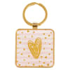 Metal Keyring: Do All Things in Love... (Pink/white Stripes & Hearts) Jewellery - Thumbnail 1