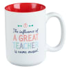 Ceramic Mug the Influence of a Great Teacher is Never Erased (White/Red) (414ml) (A Great Teacher Collection) Homeware - Thumbnail 0