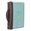 Bible Cover Medium: Blessed is She Luke 1:45 Turquoise/Brown Bible Cover - Thumbnail 3
