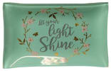 Small Glass Trinket Tray: Let Your Light Shine...Light Blue/Floral Wreath (Sparkle Range) Homeware - Thumbnail 0
