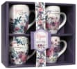 Ceramic Mugs 325ml: Floral, Rejoice Collection (Set Of 4) Homeware - Thumbnail 0