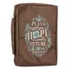 Bible Cover Fashion Large: Plans to Give You Hope and a Future, (Brown/light Blue) Bible Cover - Thumbnail 2