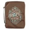 Bible Cover Fashion Large: Plans to Give You Hope and a Future, (Brown/light Blue) Bible Cover - Thumbnail 0