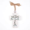 Cross: I Am the Way the Truth & the Life, Bead and Ribbon For Hanging (Fir, Embossed Elm) Wall Art - Thumbnail 0