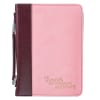 Bible Cover Trendy Medium: His Mercies Are New Every Morning, Pink/Brown, Carry Handle Bible Cover - Thumbnail 0