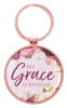 Keyring in Tin: Grace Burgundy Rose Gold (2 Cor 12:9) (His Grace Is Enough Collection) Jewellery - Thumbnail 0