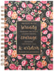 Journal: Serenity Prayer, Pink/Red Floral on Black Spiral - Thumbnail 0