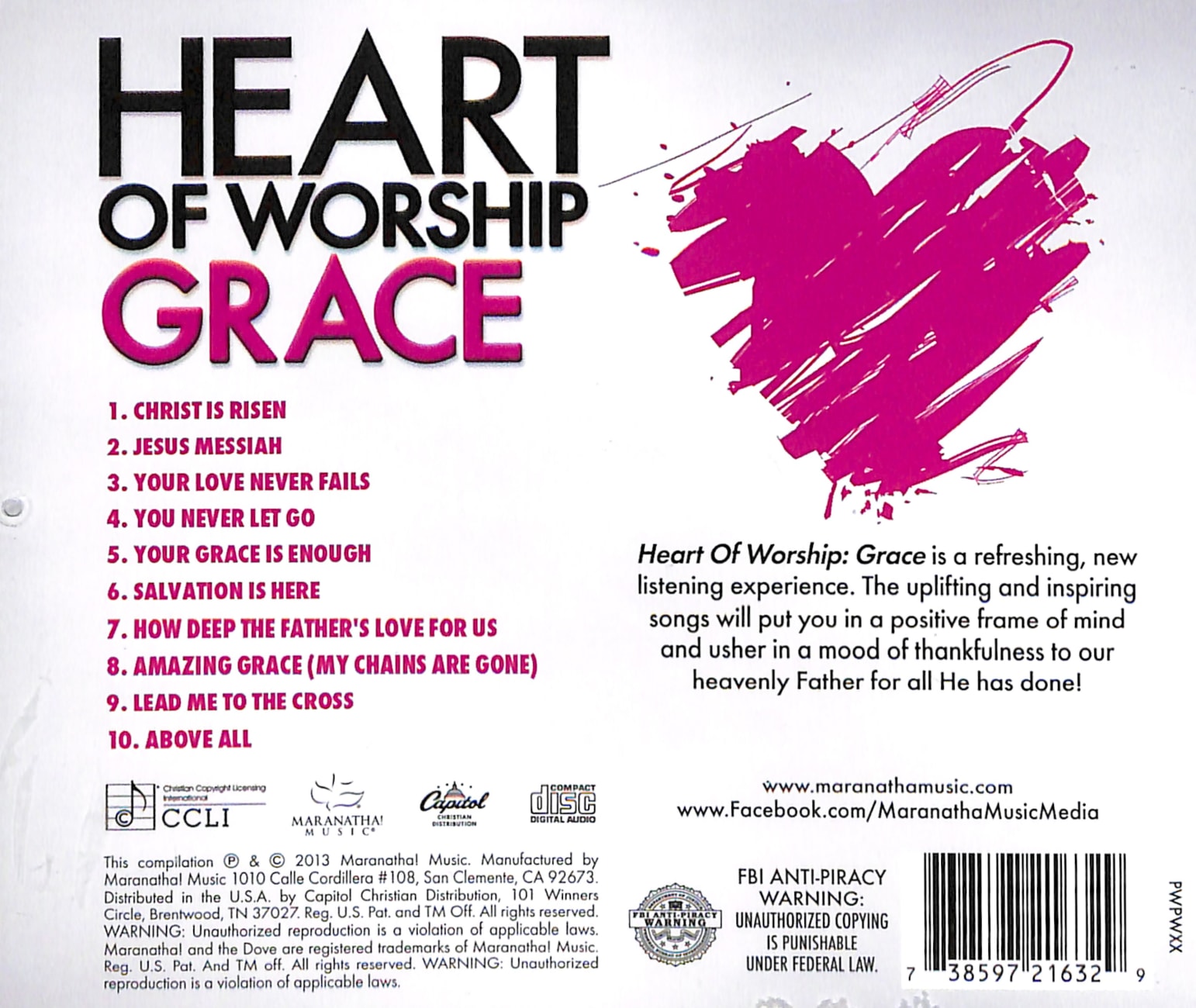 Ccli Heart of Worship - Grace (Heart Of Worship Series) Compact Disk