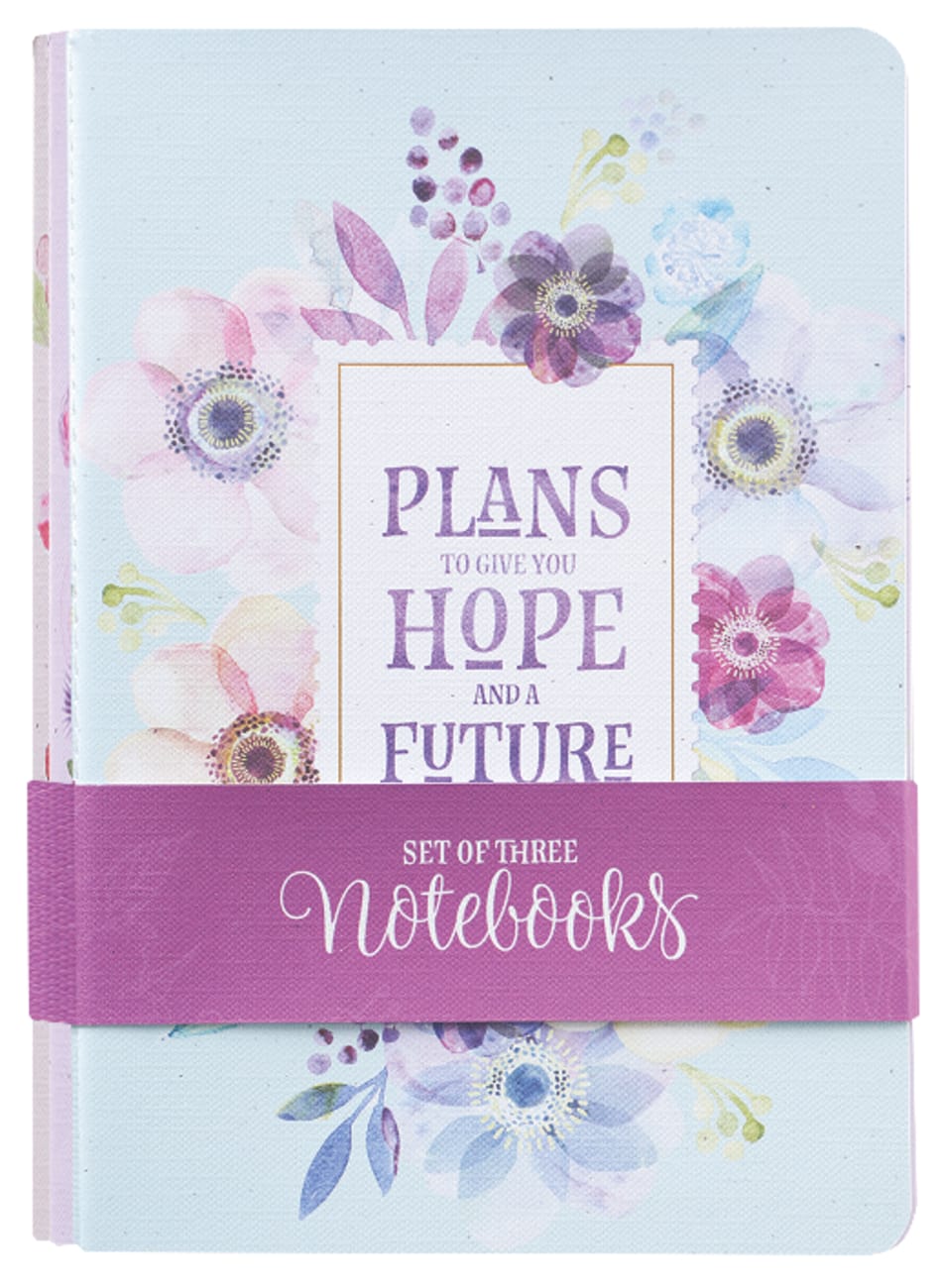 Notebook: Floral Pink/Purple/Blue With Verses (Set Of 3) Paperback
