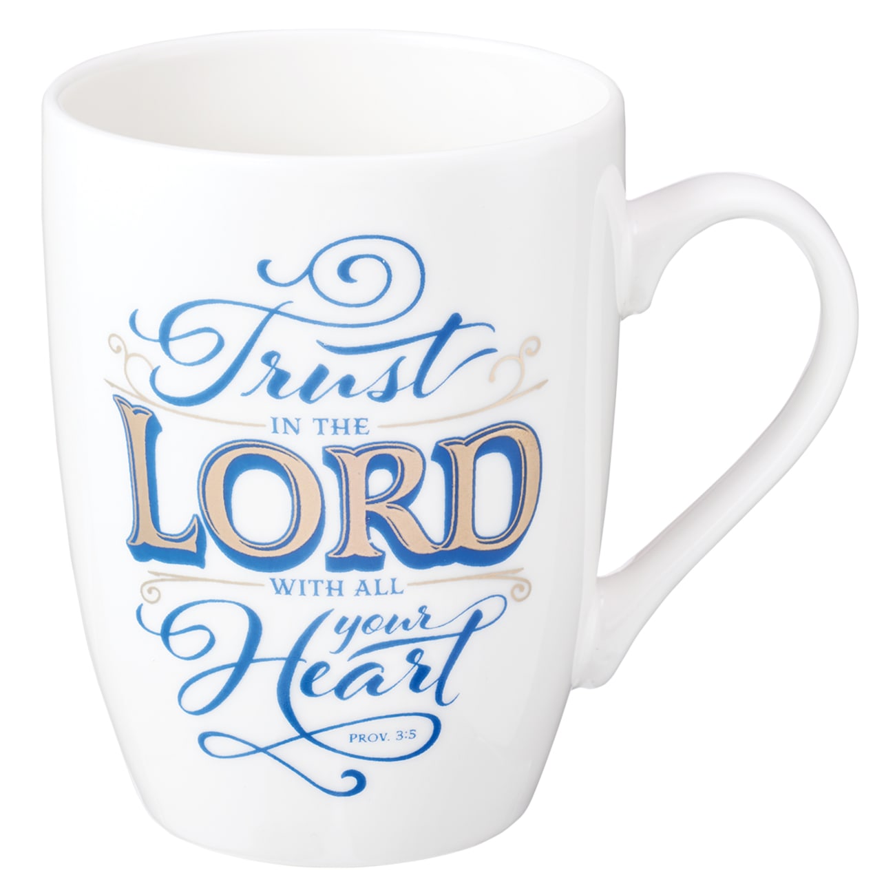 Ceramic Mug: Trust in the Lord With All Your Heart, White/Blue/Foiled (Prov 3:5) Homeware