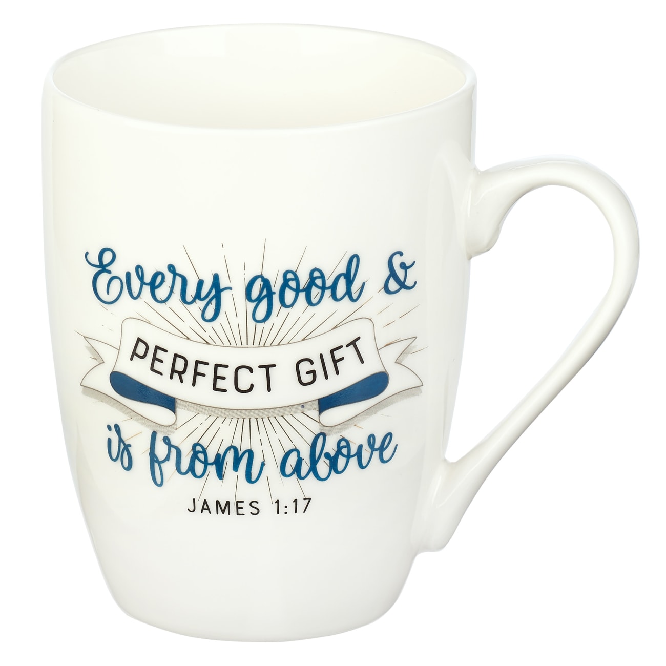 Ceramic Mug: Every Good & Perfect Gift....White/Blue (James 1:17) Homeware
