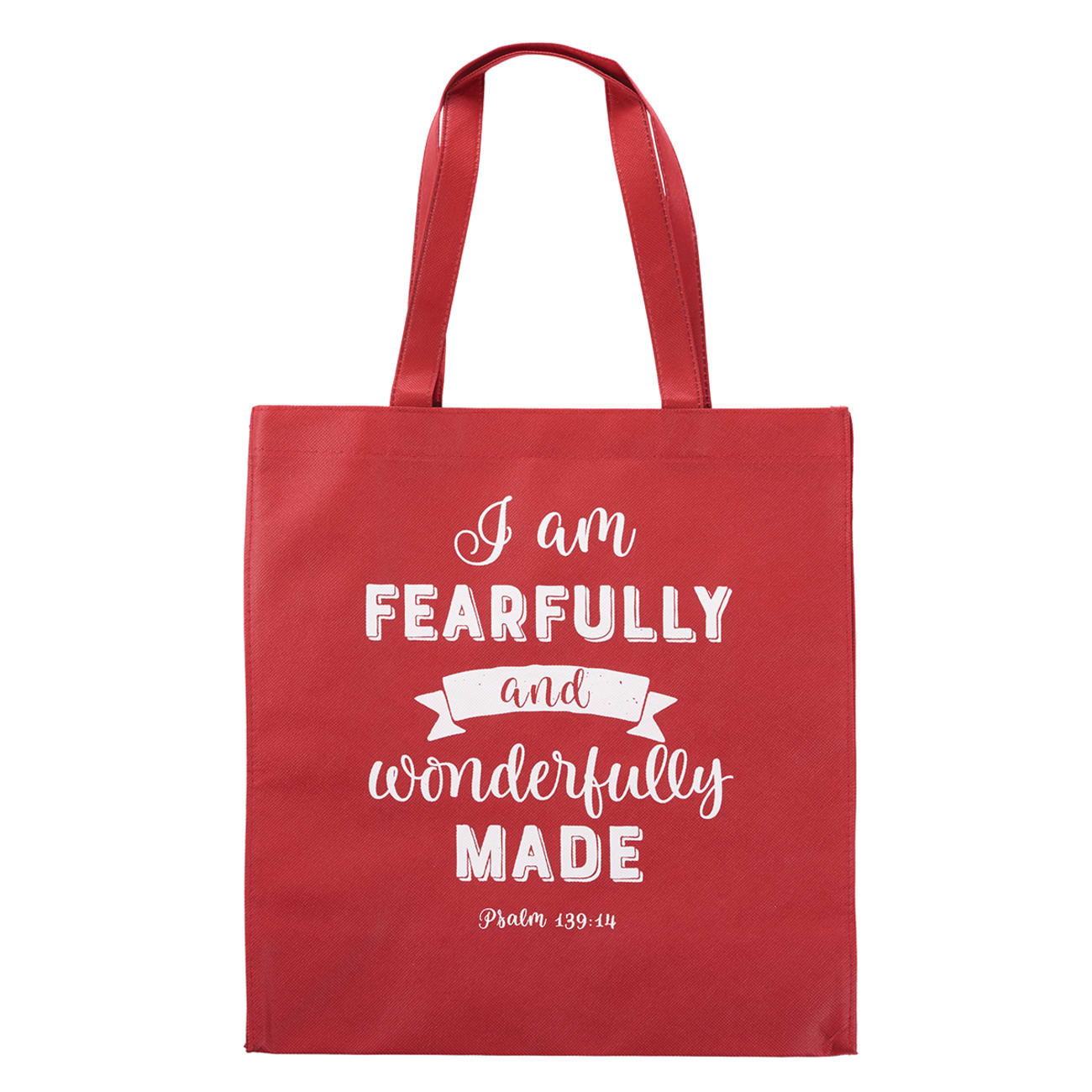Tote Bag: I Am Fearfully and Wonderfully Made, Red/White (Psalm 139:14) Soft Goods