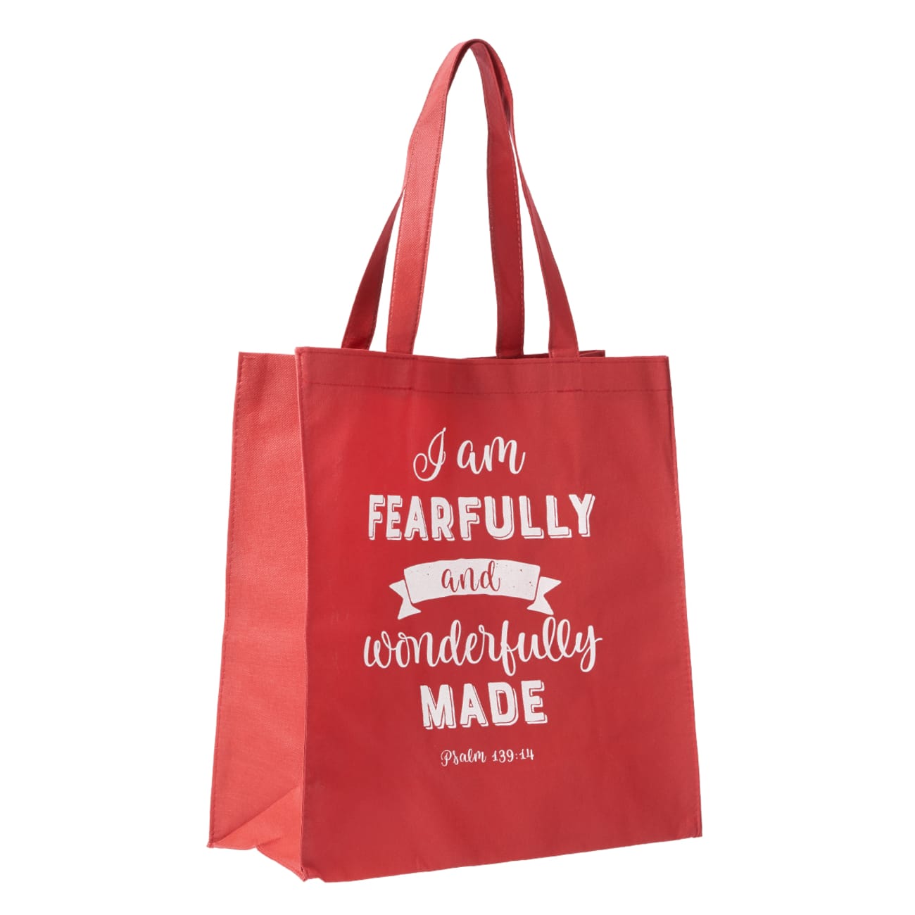 Tote Bag: I Am Fearfully and Wonderfully Made, Red/White (Psalm 139:14) Soft Goods