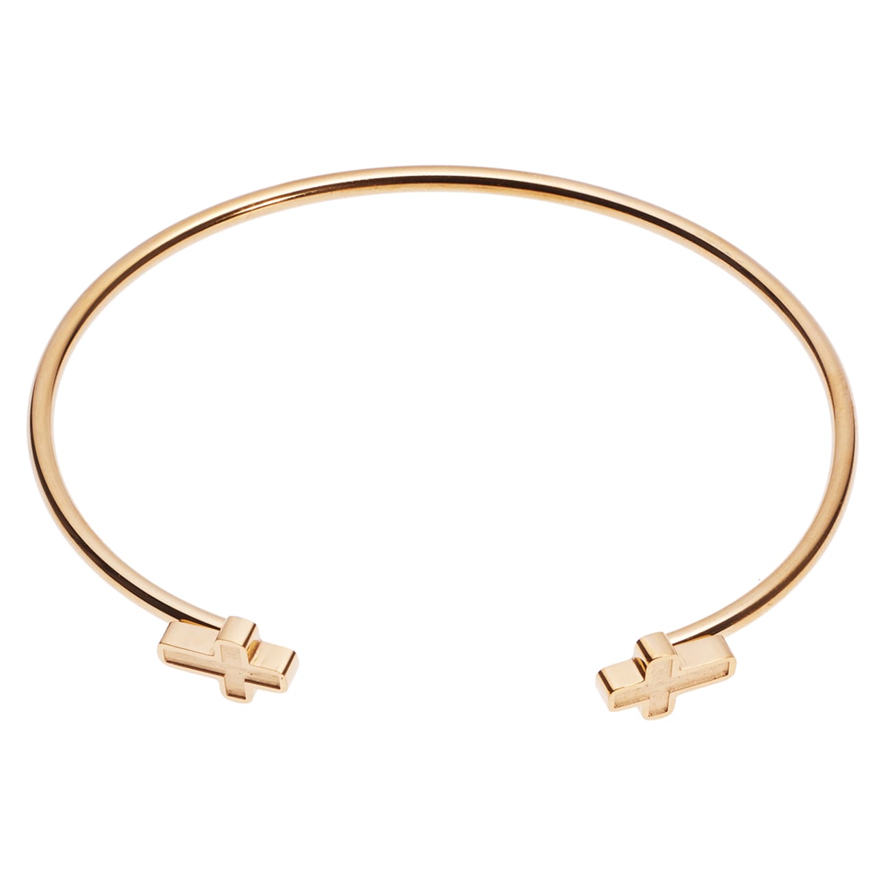Bracelet: Open Cuff Bracelet With Cross Ends, 316 Stainless Steel With 14K Gold Plating Jewellery
