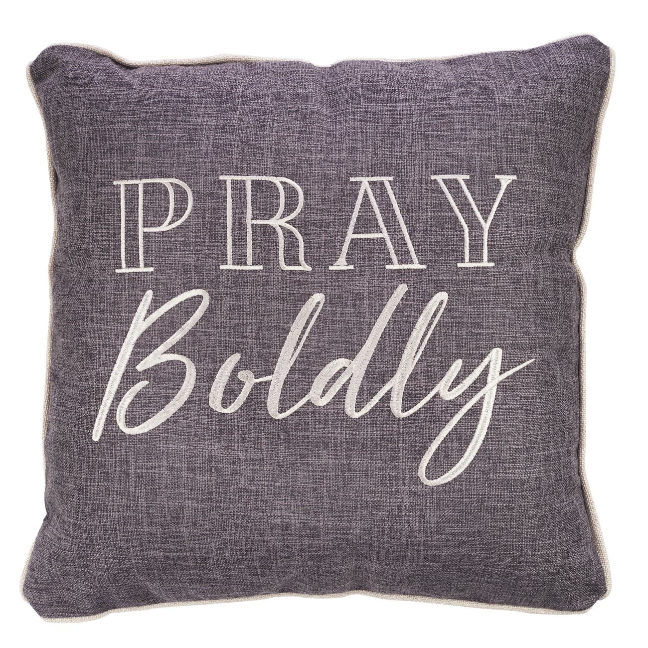 Square Pillow: Pray Boldly, Grey/White Soft Goods