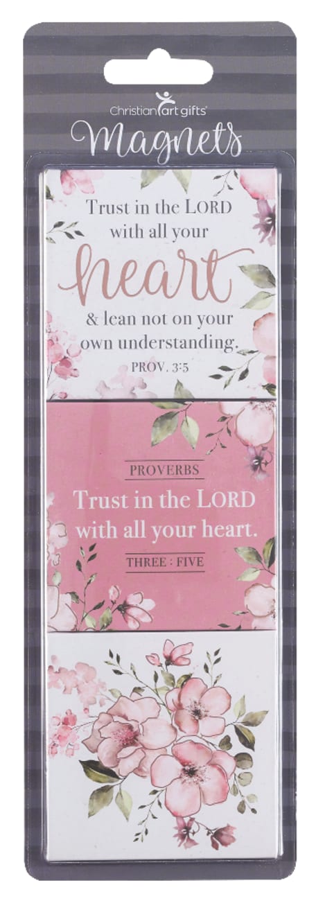 Magnet Set of 3: Trust in the Lord, Pink Floral (Proverbs 3:5) Novelty