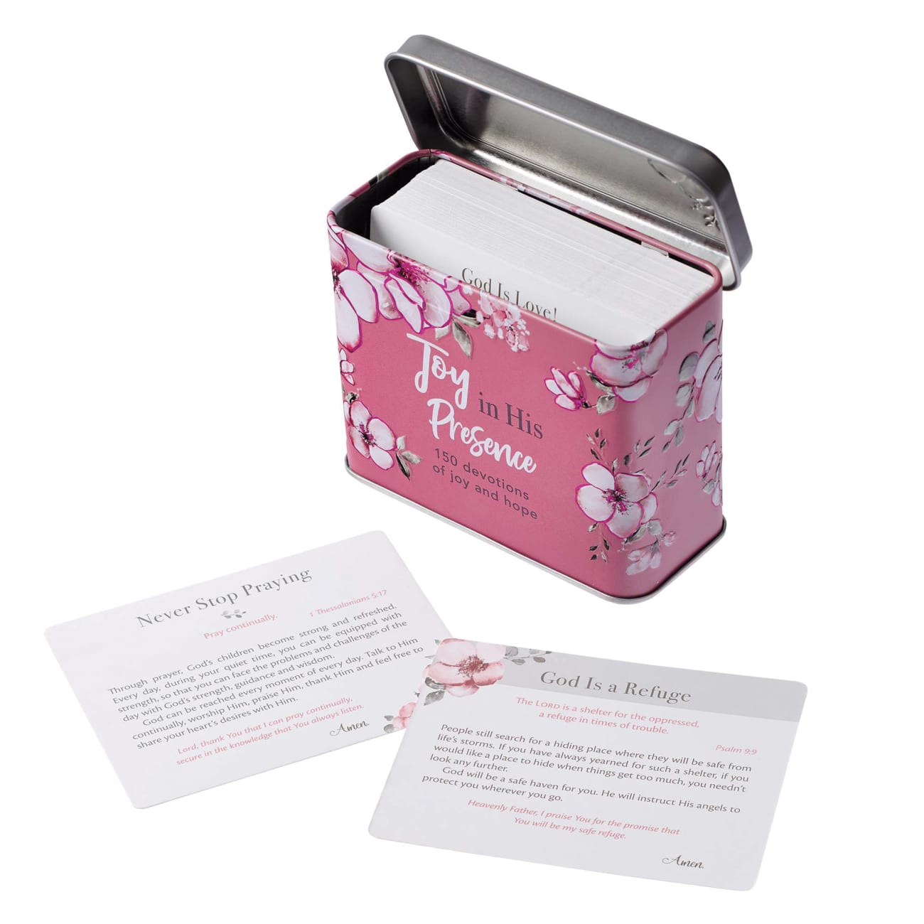 Devotional Cards in a Tin: Joy in His Presence, For Women, 75 Double Sided Cards Box