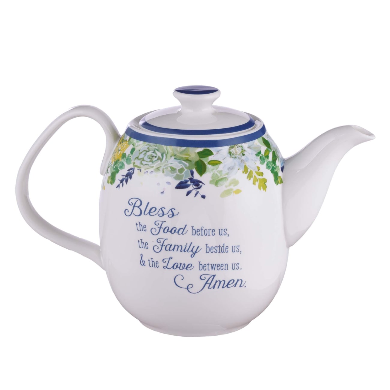 Ceramic Teapot: Our Daily Bread, Blue/White/Floral (Matt 6:11) (Our Daily Bread Collection) Homeware