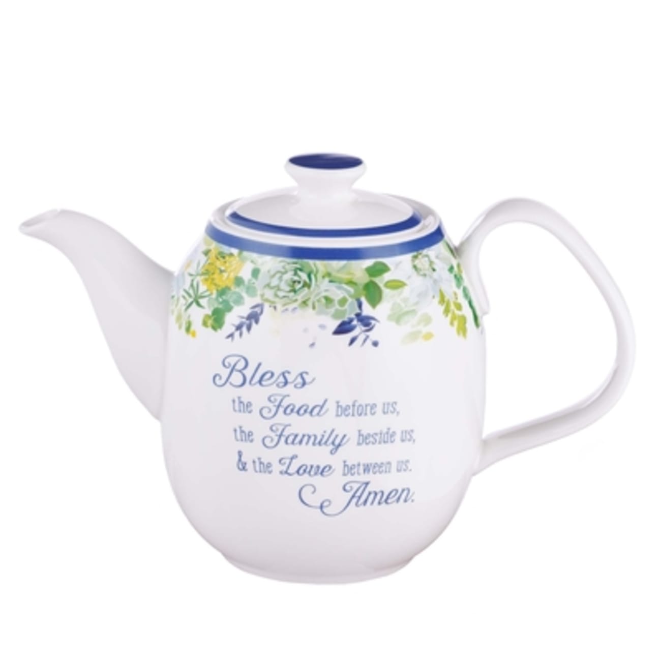 Ceramic Teapot: Our Daily Bread, Blue/White/Floral (Matt 6:11) (Our Daily Bread Collection) Homeware