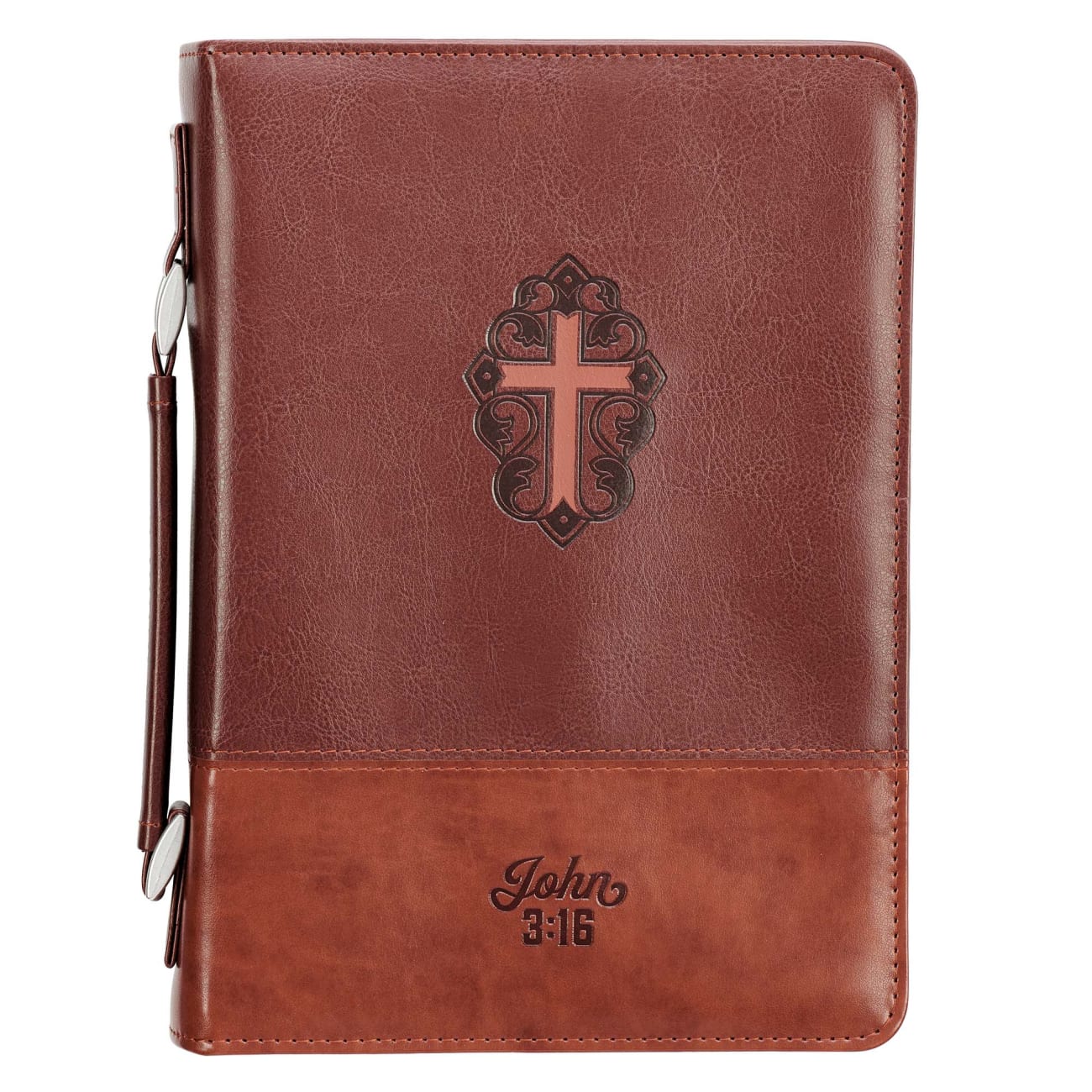 J3: 16  Bible Cover Medium  Cross Brown (John 3 16) (John 3 16 Collection) Imitation Leather